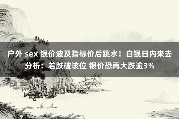 户外 sex 银价波及指标价后跳水！白银日内来去分析：若跌破该位 银价恐再大跌逾3%