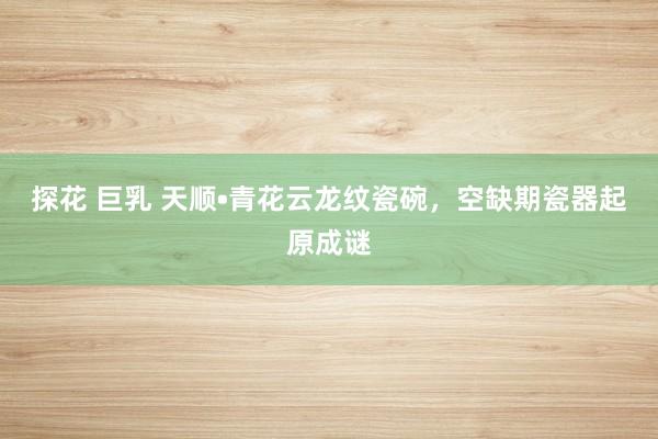 探花 巨乳 天顺•青花云龙纹瓷碗,空缺期瓷器起原成谜