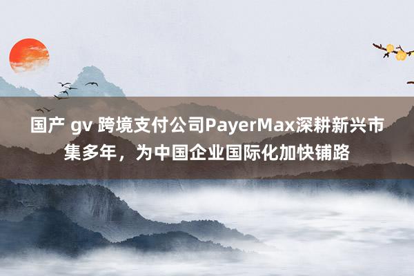 国产 gv 跨境支付公司PayerMax深耕新兴市集多年，为中国企业国际化加快铺路
