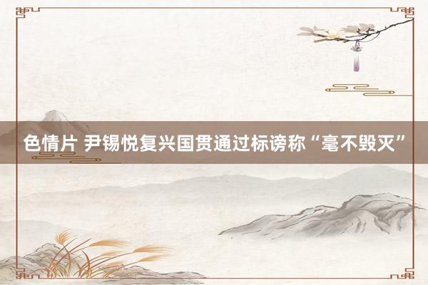 色情片 尹锡悦复兴国贯通过标谤称“毫不毁灭”