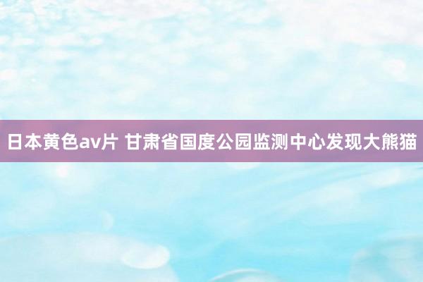 日本黄色av片 甘肃省国度公园监测中心发现大熊猫