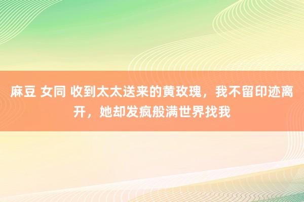 麻豆 女同 收到太太送来的黄玫瑰，我不留印迹离开，她却发疯般满世界找我