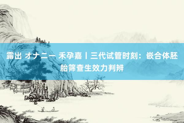 露出 オナニー 禾孕嘉丨三代试管时刻：嵌合体胚胎筛查生效力判辨