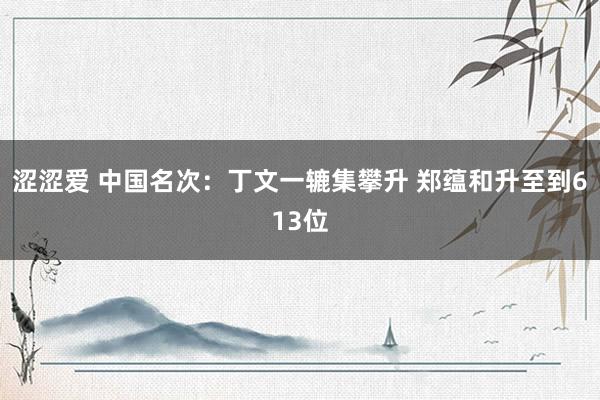 涩涩爱 中国名次：丁文一辘集攀升 郑蕴和升至到613位
