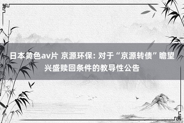 日本黄色av片 京源环保: 对于“京源转债”瞻望兴盛赎回条件的教导性公告