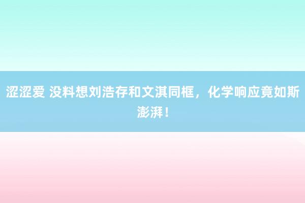 涩涩爱 没料想刘浩存和文淇同框，化学响应竟如斯澎湃！