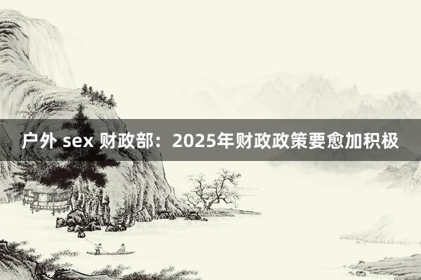 户外 sex 财政部：2025年财政政策要愈加积极