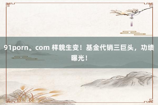 91porn。com 样貌生变！基金代销三巨头，功绩曝光！