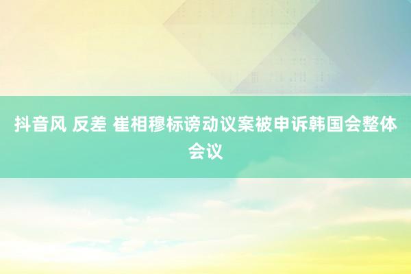 抖音风 反差 崔相穆标谤动议案被申诉韩国会整体会议