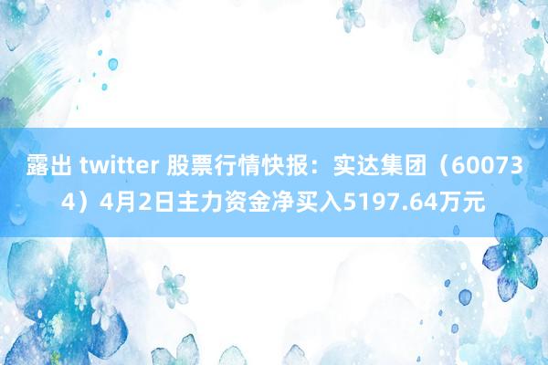 露出 twitter 股票行情快报：实达集团（600734）4月2日主力资金净买入5197.64万元