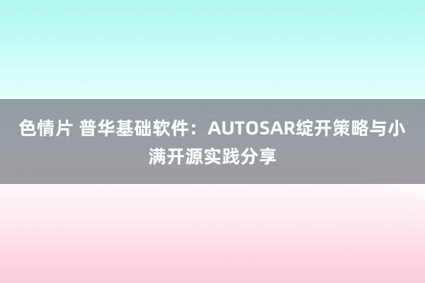 色情片 普华基础软件：AUTOSAR绽开策略与小满开源实践分享