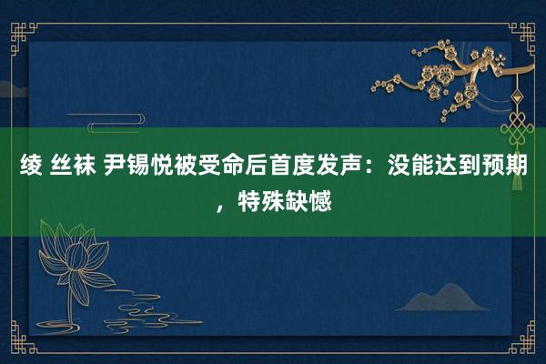 绫 丝袜 尹锡悦被受命后首度发声：没能达到预期，特殊缺憾