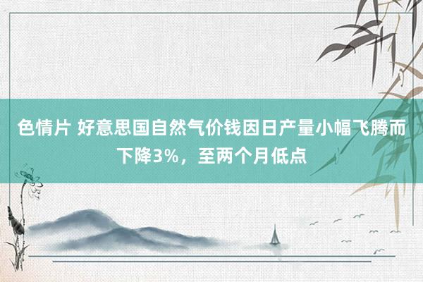 色情片 好意思国自然气价钱因日产量小幅飞腾而下降3%，至两个月低点
