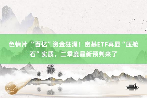 色情片 “百亿”资金狂涌！宽基ETF再显“压舱石”实质，二季度最新预判来了