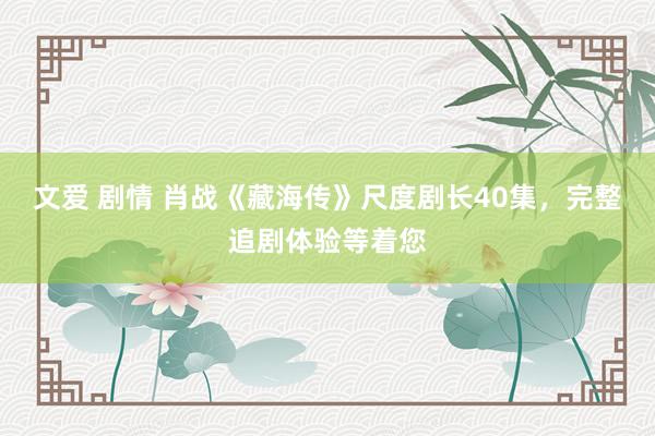 文爱 剧情 肖战《藏海传》尺度剧长40集，完整追剧体验等着您