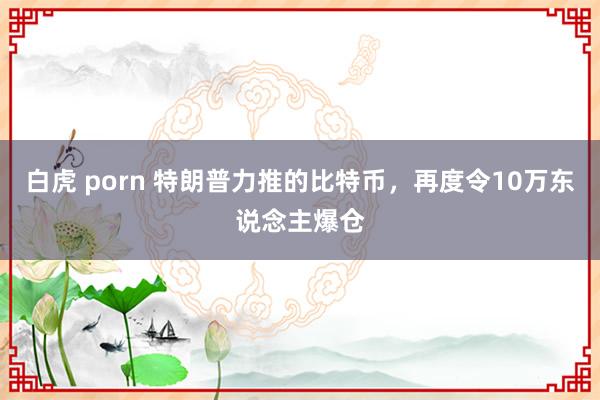白虎 porn 特朗普力推的比特币，再度令10万东说念主爆仓