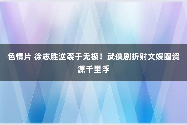 色情片 徐志胜逆袭于无极！武侠剧折射文娱圈资源千里浮