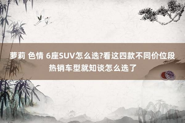 萝莉 色情 6座SUV怎么选?看这四款不同价位段热销车型就知谈怎么选了