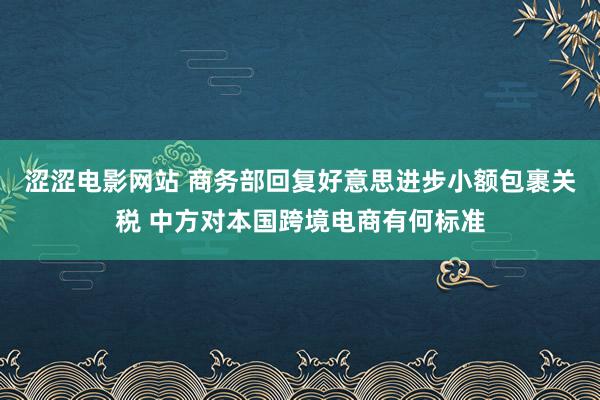 涩涩电影网站 商务部回复好意思进步小额包裹关税 中方对本国跨境电商有何标准