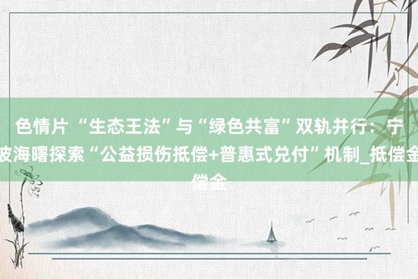 色情片 “生态王法”与“绿色共富”双轨并行：宁波海曙探索“公益损伤抵偿+普惠式兑付”机制_抵偿金