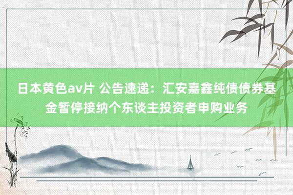 日本黄色av片 公告速递：汇安嘉鑫纯债债券基金暂停接纳个东谈主投资者申购业务