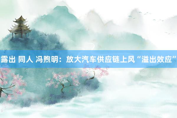 露出 同人 冯煦明：放大汽车供应链上风“溢出效应”
