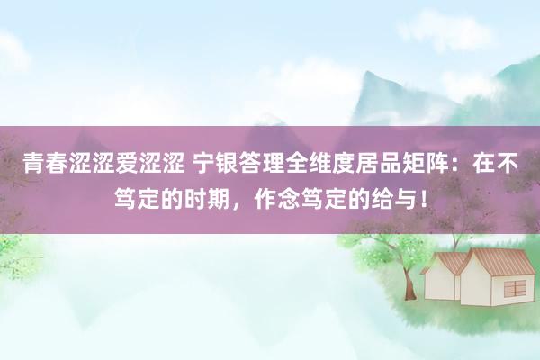 青春涩涩爱涩涩 宁银答理全维度居品矩阵：在不笃定的时期，作念笃定的给与！