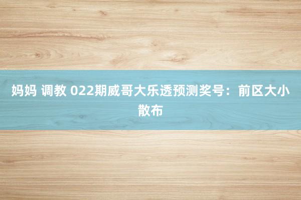 妈妈 调教 022期威哥大乐透预测奖号：前区大小散布